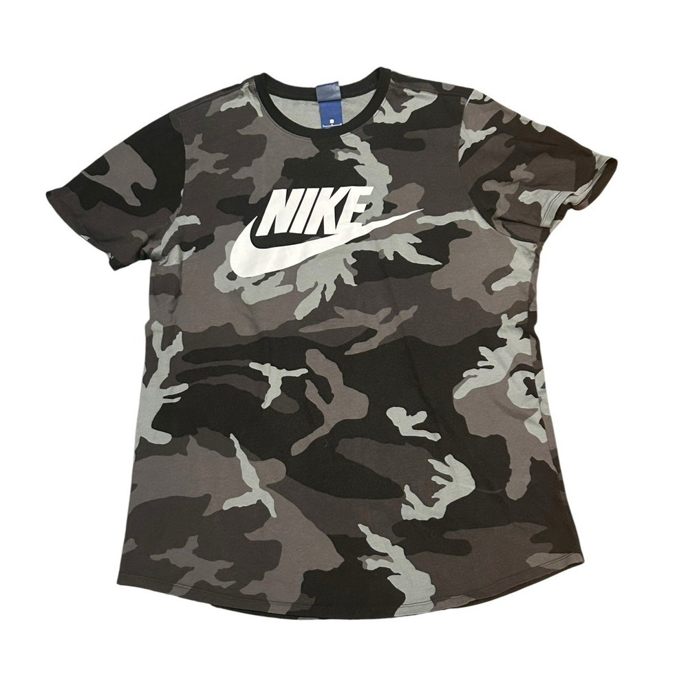 Nike Mens Mens Athletic Tshirt Black Grey White Printed CAMO AOP Standard Fit L